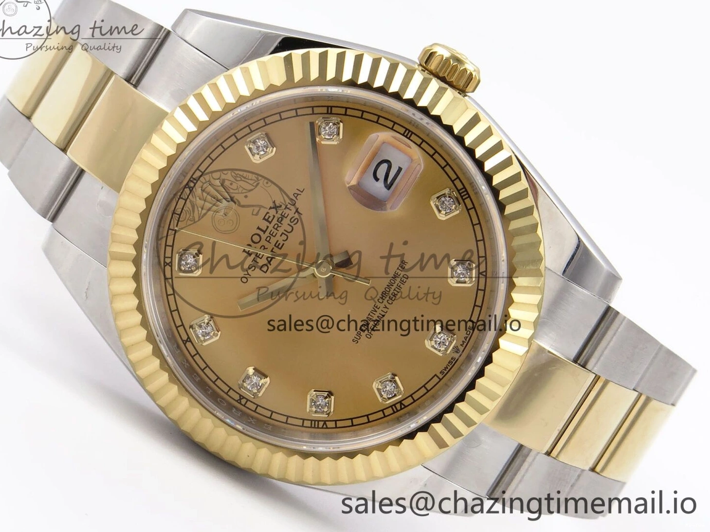 MiroTime 0514 DateJust 41 126333 EWEF Best Edition YG Diamonds Dial on SS YG Oyster Bracelet A Minimalist 973